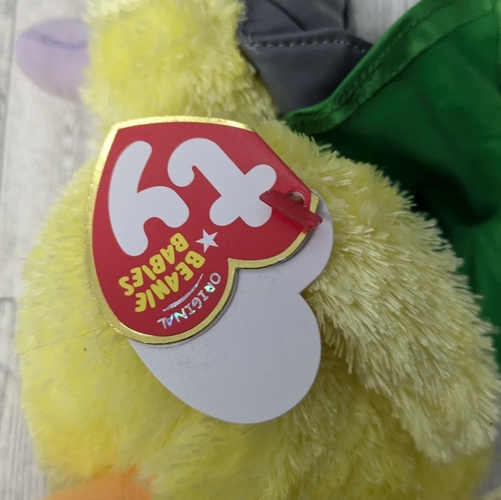 Ty Emma Stuffed Animal Yellow Duck with Green Cape